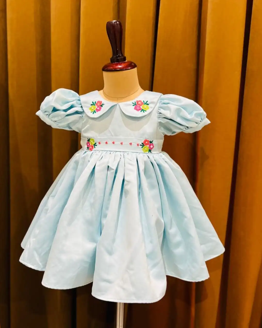kids-clothing-kuwait-blue-premium-dress-with-embroidery-peter-pan-colar