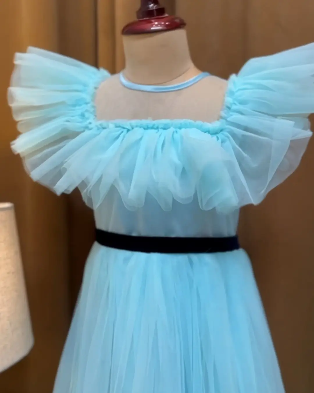 kids-clothing-kuwait-blue-tulle-dress-with-black-belts
