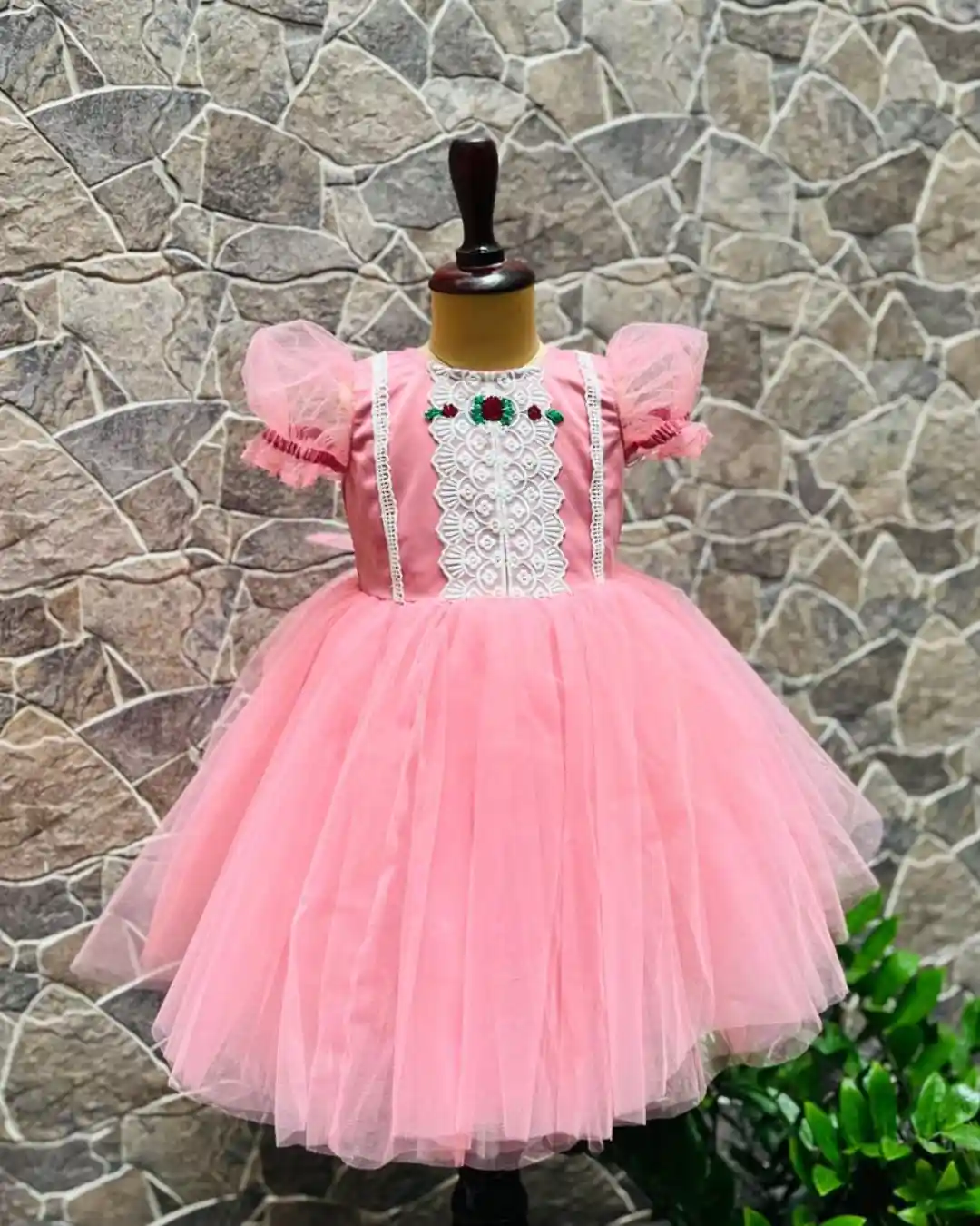 kids-clothing-kuwait-dreamy-birthday-pink-frock-with-lace-floral-embroidery
